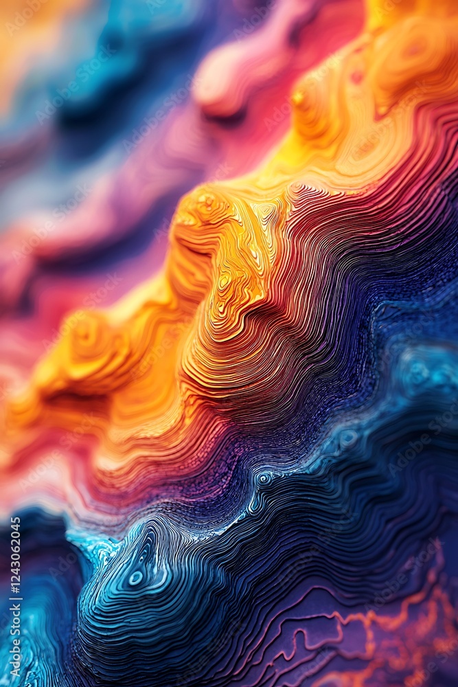 Poster uncover the depths of a retro grainy topographical abstract heatmap, offering a unique visual explor
