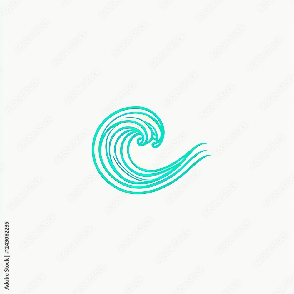 Poster a single line drawing of ocean waves, abstract and continuous.