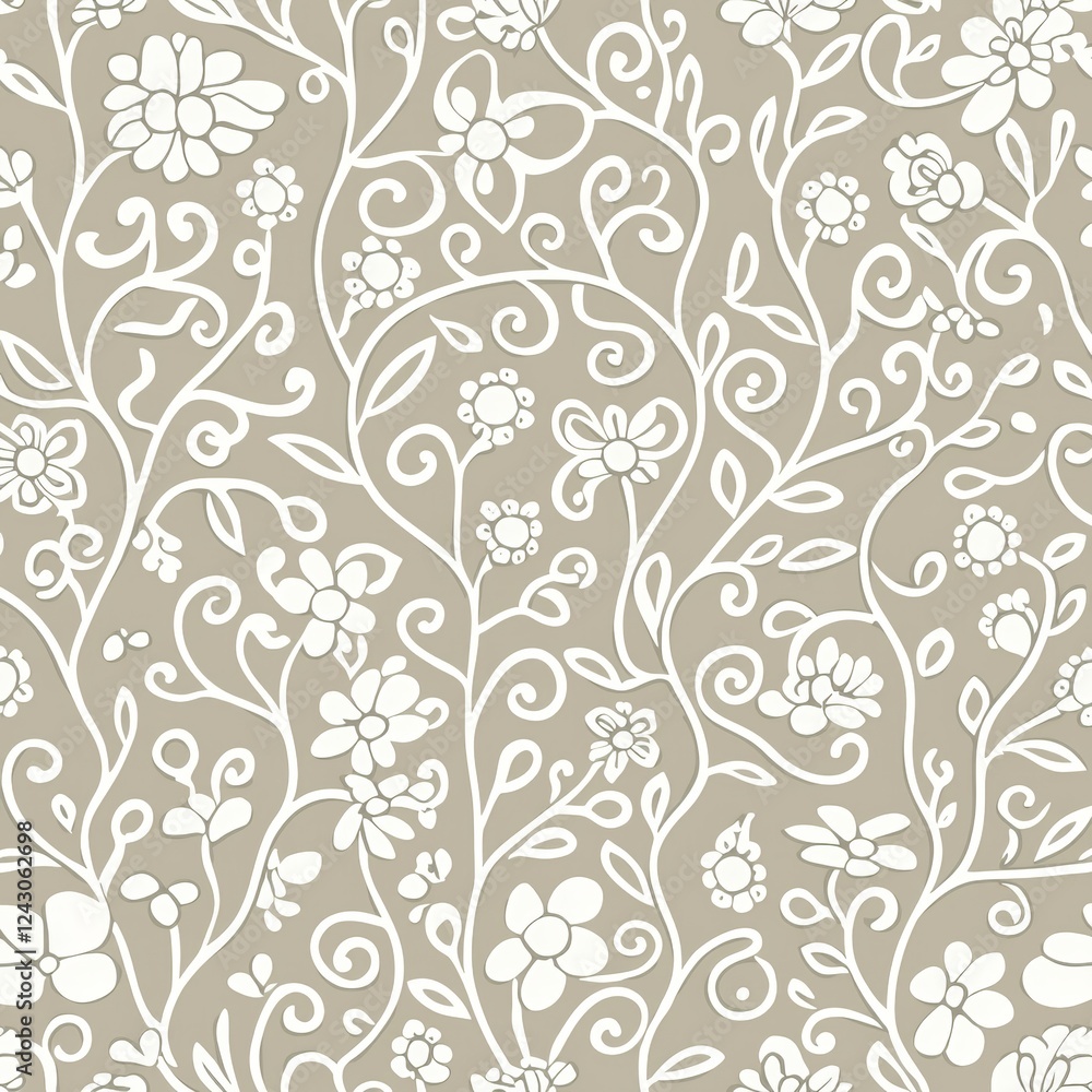Poster an abstract, small ditsy pattern that seamlessly repeats. a continuous line drawing of flowers in bl