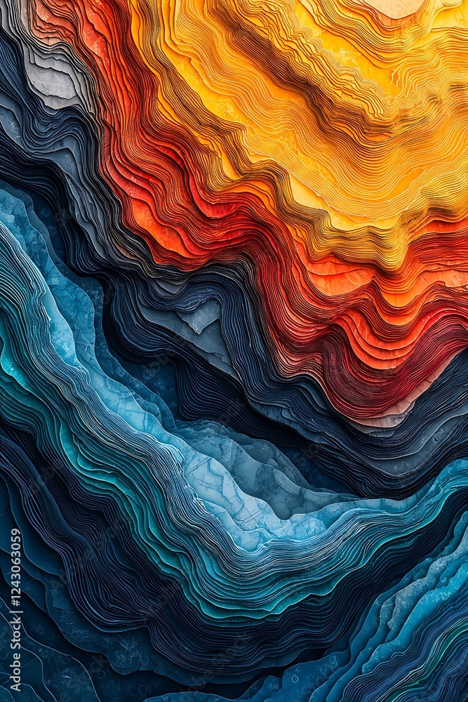 Poster uncover the depths of a retro grainy topographical abstract heatmap, offering a unique visual explor