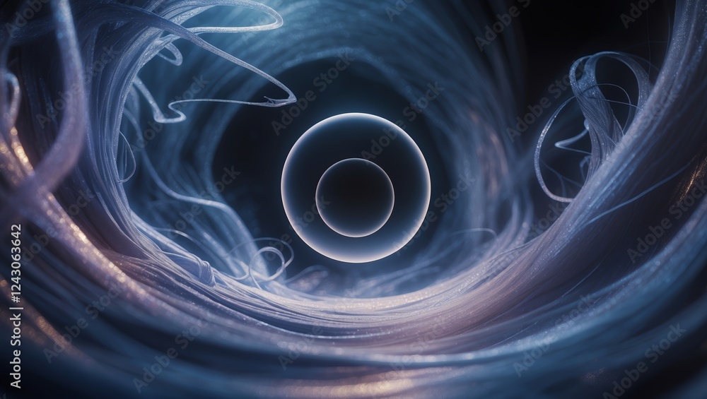 Aufkleber visually stunning abstract representation of a glowing sphere surrounded by swirling light patterns 