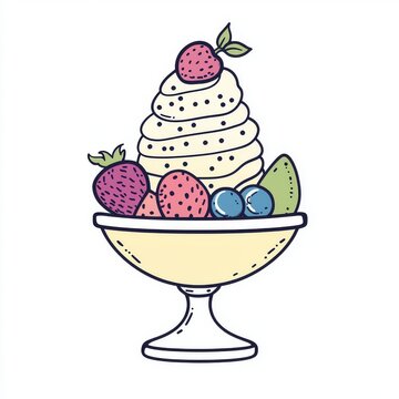 whipped cream sundae with berries in glass clip art preview
