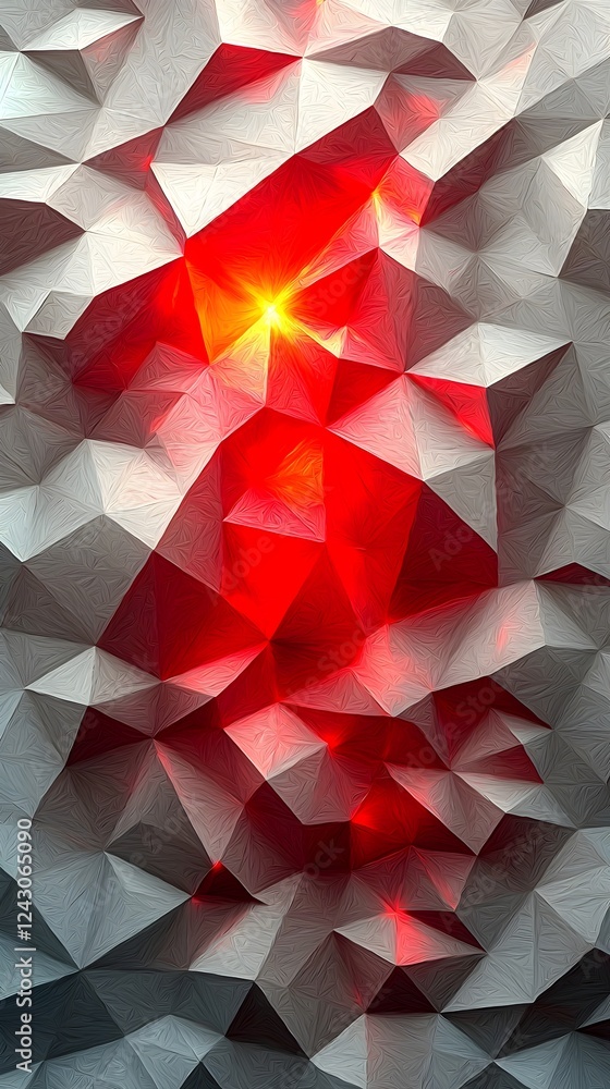 Aufkleber an abstract composition showcasing a dynamic interplay of red and white geometric shapes, creating a