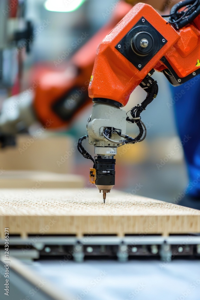 Poster robots assembling custom furniture in a factory