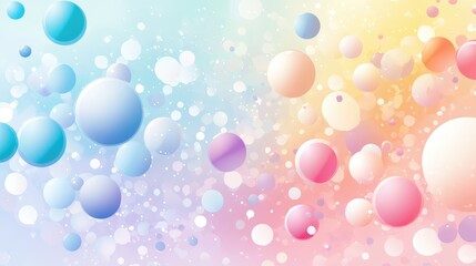 A mix of helium balloons in bright festival colors floating over a pastel gradient background, cheerful and dynamic.
