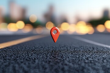 An elegant and simple orange location pin on a city map, suitable for navigation apps, travel services, and websites. Stock