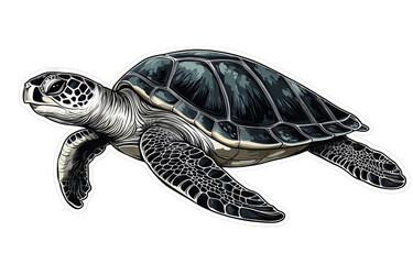 Majestic Sea Turtle Illustration T-shirt Design