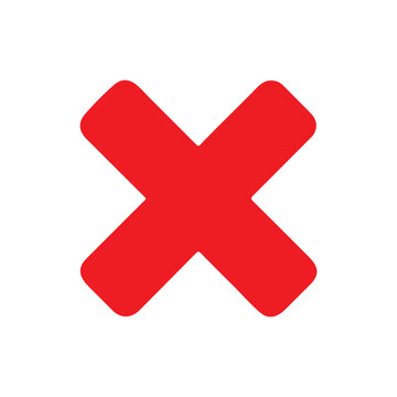 recommend clip art: Big red cross icon. Red x wrong sign vector flat illustration design on white background.
