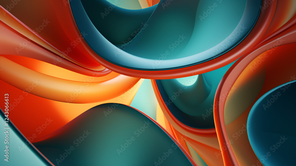 Leinwandbilder abstract 3d shapes with orange and teal lighting, creating a vibrant technology background for a web
