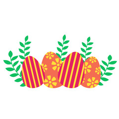 Colorful Easter Eggs with Leaves