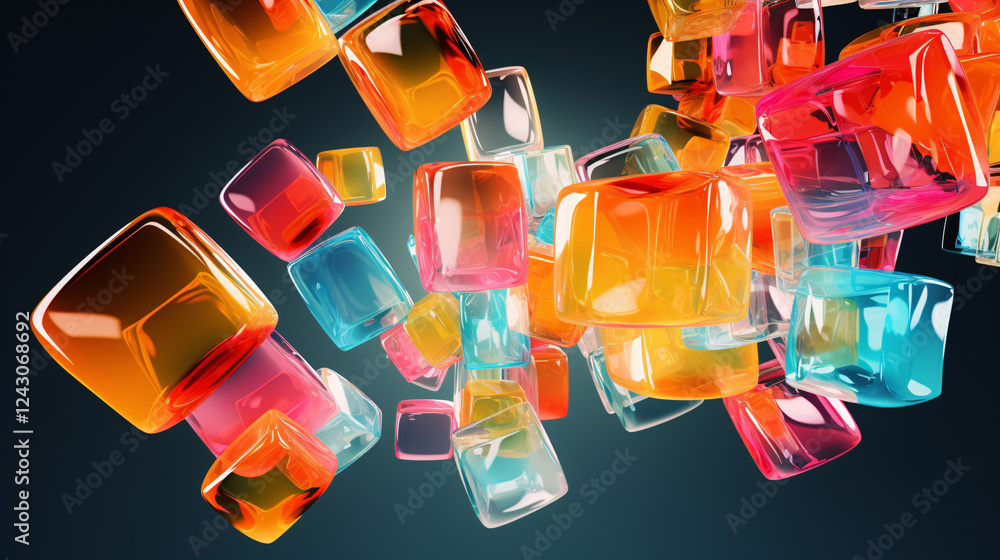 Leinwandbilder abstract colorful gummy shapes floating in dynamic motion, perfect for vibrant presentation banners 