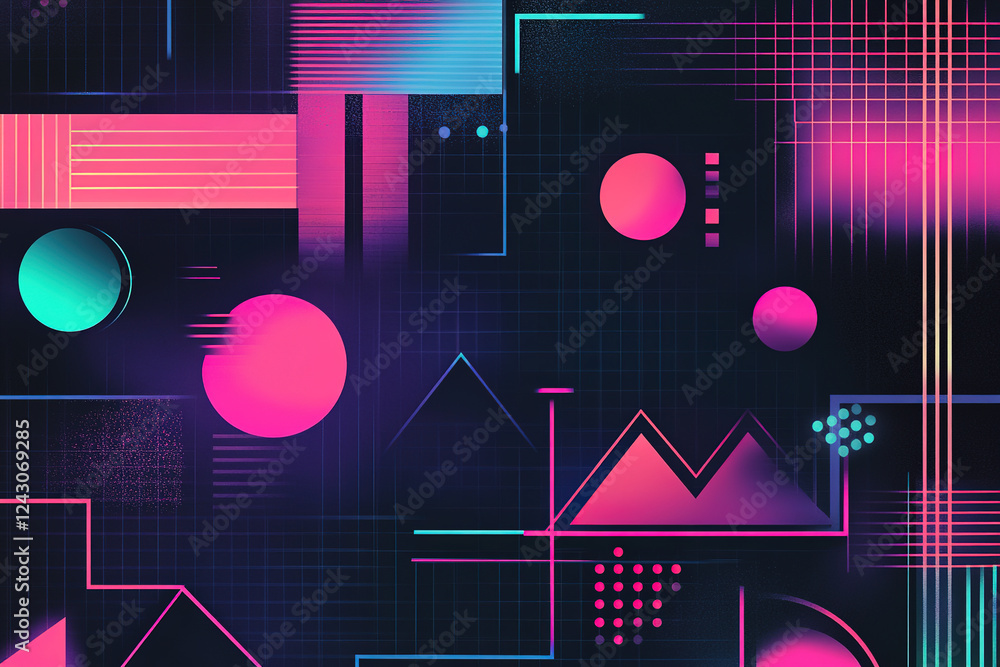 Poster abstract geometric shapes create a vibrant and dynamic visual experience in modern design
