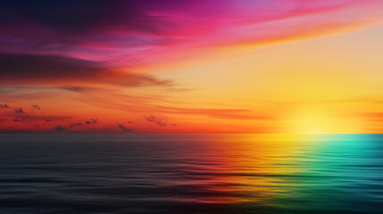 Fototapeta premium Breathtaking photograph of vibrant colorful sunrise over ocean, showcasing stunning gradient of colors reflecting on water surface, evoking sense of peace and tranquility