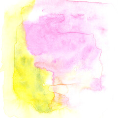 Obraz premium Pink and yellow green watercolor square background
