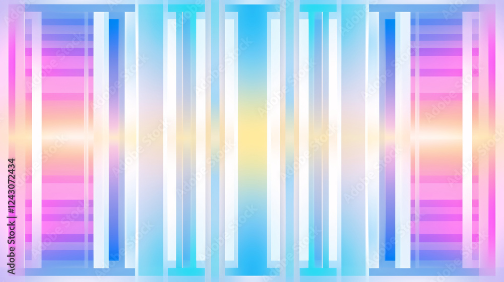 Poster an abstract geometric vignette for lettering with a white horizon and futuristic gradient background