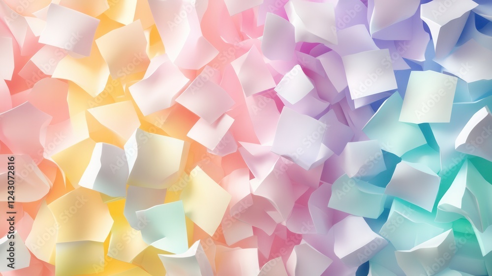 Poster translucent pastel polygons, a harmonious blend of overlapping geometric shapes in soft colors, idea