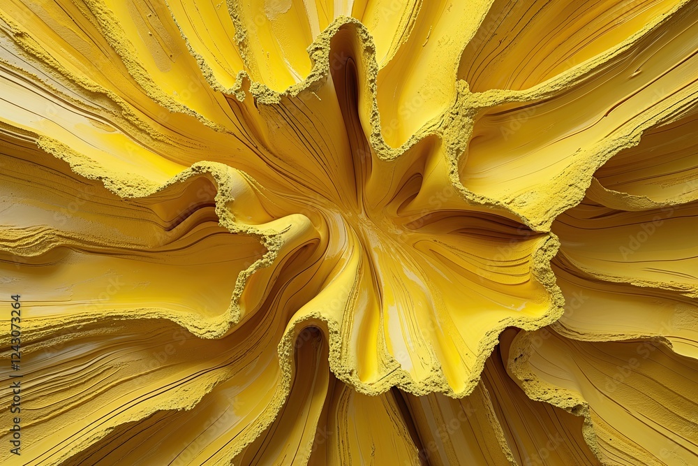 Poster vivid yellow linear abstract canvas with a rough tactile feel and dynamic depth