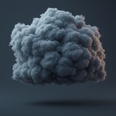Abstract Dark Grey Smoke Cloud Formation Digital Art Rendering, 3D Model, Dramatic Atmosphere, Textured Puffs, Moody Colors, Isolated Background, Minimalist Style, Smoke Effect, Cloud Texture