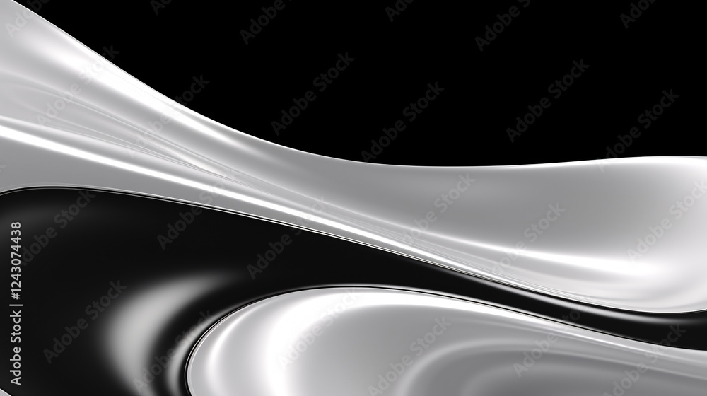 Poster An abstract minimalist silver and white energy design with a glossy texture, perfect for technology backgrounds.

