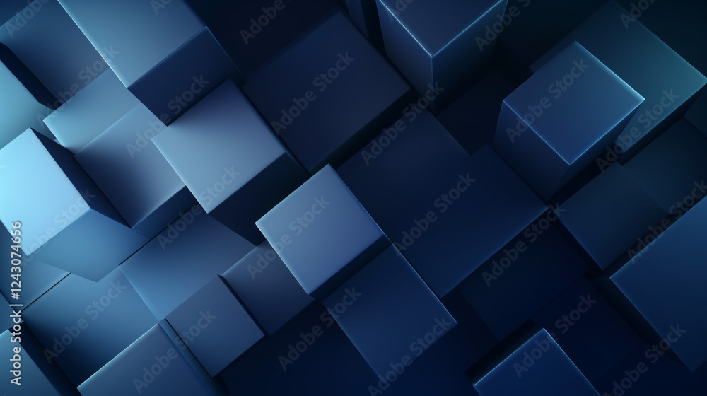 Poster an abstract minimalist gradient with shadows on a blue background, perfect for technology-themed dis