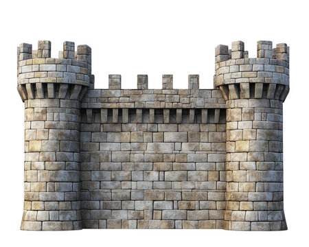 historic stone castle wall with towers, showcasing medieval architecture and sturdy construction. texture and details evoke sense of strength and history - Powered by Adobe