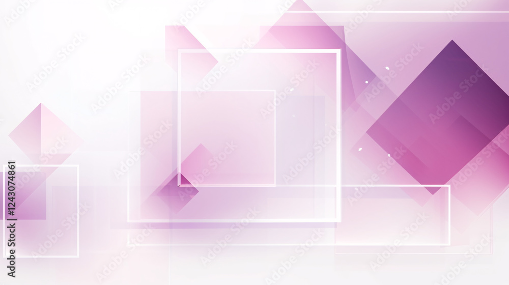 Aufkleber an abstract minimalist vector banner featuring purple and white transparent geometric shapes, perfec