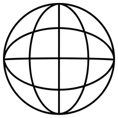 Vector image of a globe with latitude and longitude lines in a minimalist style and copies of resorts