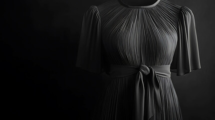 Monochrome Women&rsquo;s Dress Displayed Against a Black Background
