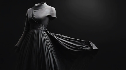Monochrome Women&rsquo;s Dress Displayed Against a Black Background
