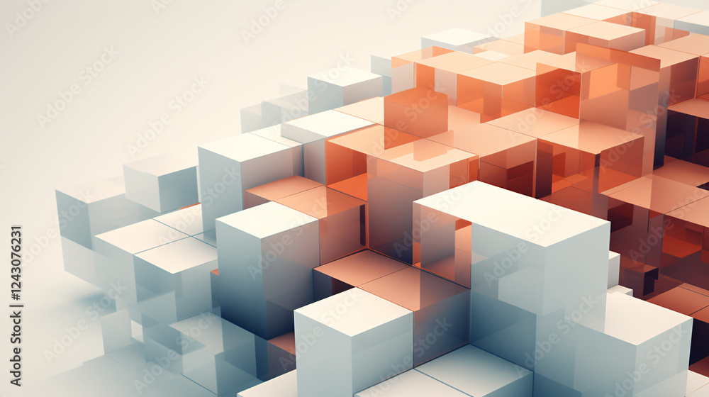 Leinwandbilder An abstract illustration representing building blocks in architecture, ideal for technology displays and presentations.

