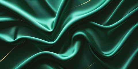 Obraz premium Elegant Green Satin Fabric with Soft Flowing Creases, Luxurious Silk Texture, High-Resolution AI-Generated Image of Smooth Green Cloth, Perfect for Fashion and Design Projects