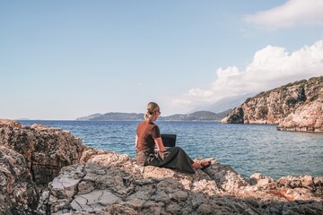 Work,Remotely work.freelancer works remotely home.cozy workation, remote work,leisure, work life...