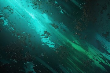 Obraz premium Deep Turquoise and Jungle Green Gradient Surface with Luminous Light Streaks and Gritty Texture for Dynamic Projects