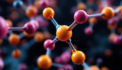 Microscopic Molecular Structure Colorful Atoms Bonds Science Research