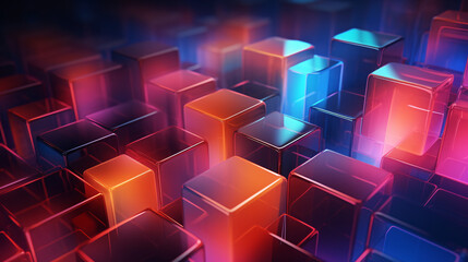 A vibrant background design with colorful frosted glass elements, ideal for modern technology-themed displays.

