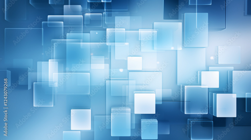 Poster a blue background with geometric shapes in high-tech style, ideal for digital displays and presentat