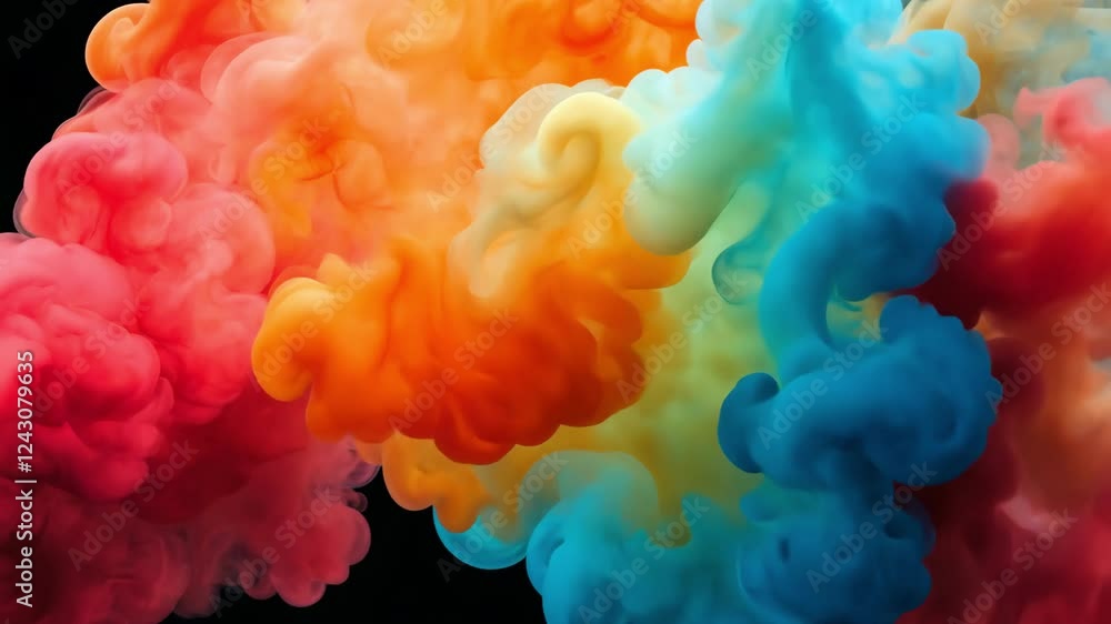 Poster swirling vibrant colors create an abstract, fluid visual with dynamic motion