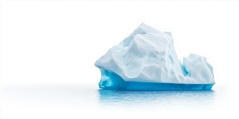 Obraz premium Glacier melting into a lake, isolated on white background