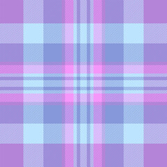 Display check pattern vector, sketch textile tartan seamless. Dreamy fabric texture plaid background in light and violet colors.