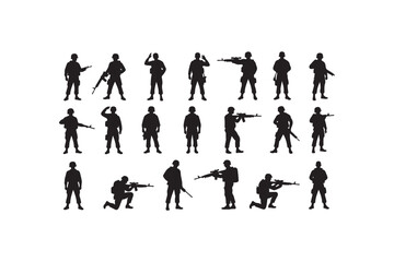 Naklejka premium Salute Army Silhouette Bundle