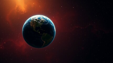 Obraz premium Generative ai of Planet Earth floats in space. View of ocean clouds and land. Illustration art