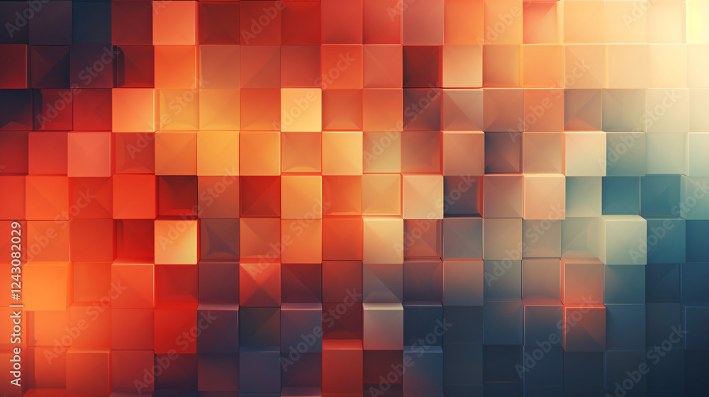 Aufkleber A dynamic orange background featuring a grid of cubes, perfect for display presentations or banners.

