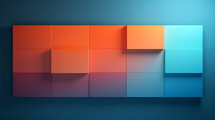 Obraz premium A premium 3D acoustic cube background with orange and blue colors, perfect for display and presentations.