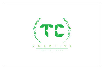 TC letters eco logo with leaf. Fresh nature and healthy leaf logo design.