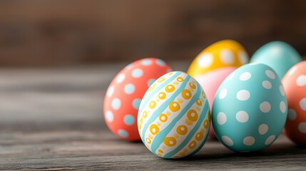 Obraz premium Easter day celebration with pastel tone eggs in a rustic setting creative photography
