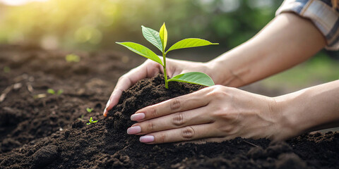 Young plant in hands