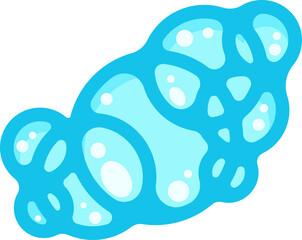 Soap foam bubbles. Cartoon bath suds clouds. Illustration of blue flat element. Liquid shape of shower gel, shampoo and splashes of detergent
