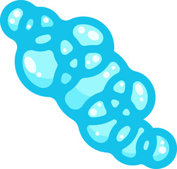 Soap foam bubbles. Cartoon bath suds clouds. Illustration of blue flat element. Liquid shape of shower gel, shampoo and splashes of detergent