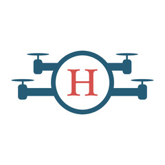 Drone Logo combine with letter H vector template
