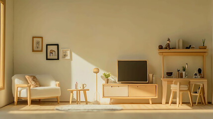 Dollhouse furniture displayed in a simple studio setting